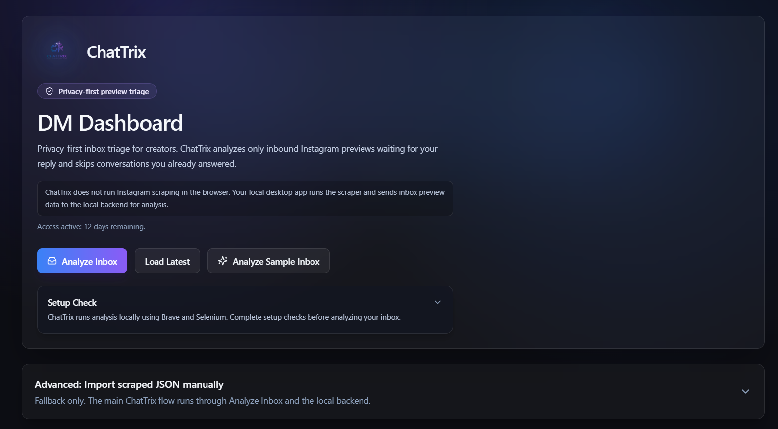 ChatTrix Dashboard